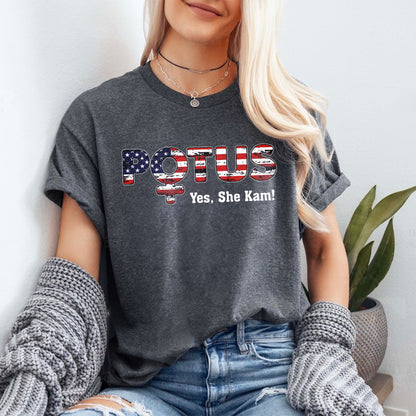 Teesdily | Potus Shirt, Lotus For Potus Sweatshirt Hoodie Mug, Potus Yes She Kam Tee, Comma La T-shirt, Women's Leadership, Patriot Gift