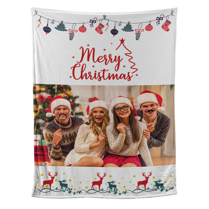 Teesdily | Christmas Keepsake Customize Blankets With Photos Christmas Throw Blanket For Kid Adults Merry Christmas Customizable Blanket Gifts