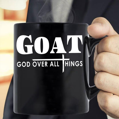 Teesdily | God Cross Shirt, Goat God Over All Things Tee Sweatshirt Hoodie Mug, Jesus Cross Lovers Shirt, Christian Apparel Gifts