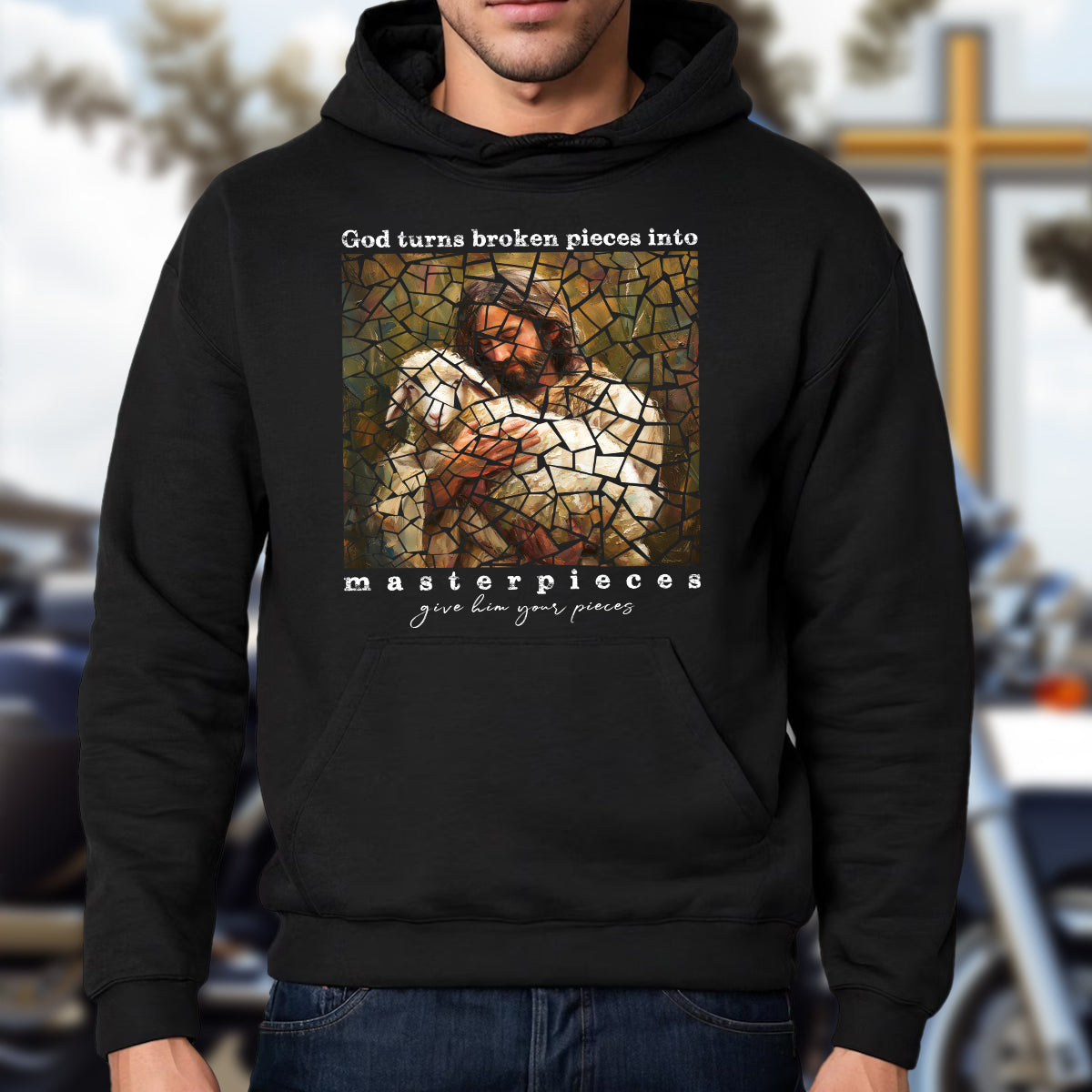 Teesdily | Jesus Lamb Of God Shirt, God Turns Broken Pieces Into Masterpieces Shirt, Christian Unisex Shirt Hoodie Sweatshirt Mug, Jesus Lovers Gifts