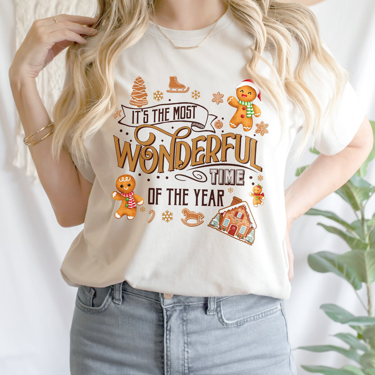 Teesdily | It's The Most Wonderful Time Of The Year Shirt, Cute Gingerbread Sweater, Gingerbread Hoodie Gift For Christmas