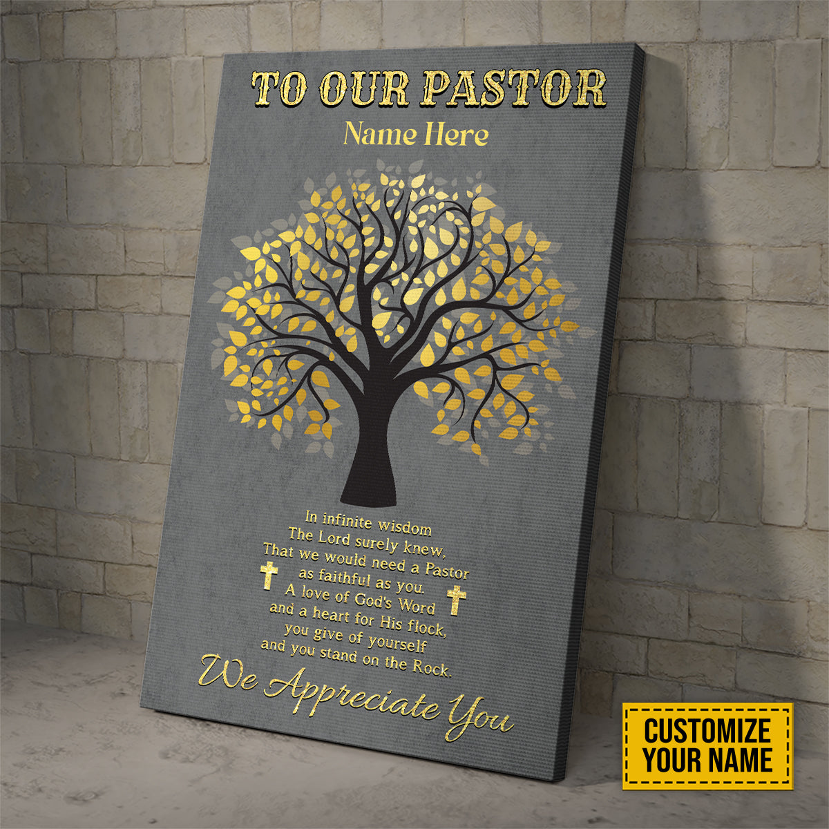 Teesdily | To Our Pastor Personalized Poster Canvas, Tree Religious Print, Pastor Appreciation Gifts, Pastor Home Wall Decor Poster Canvas