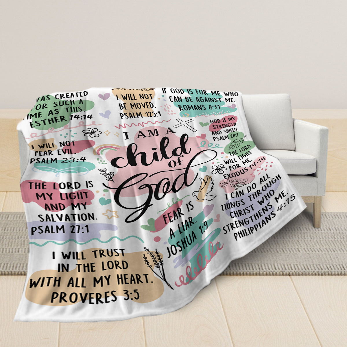 Teesdily | Jesus Christian Blanket, I Am A Child Of God Lightweight And Premium Fleece Blanket, Blanket For Family Adults Kids