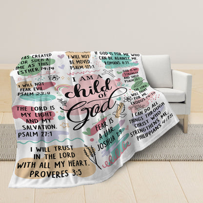 Teesdily | Jesus Christian Blanket, I Am A Child Of God Lightweight And Premium Fleece Blanket, Blanket For Family Adults Kids