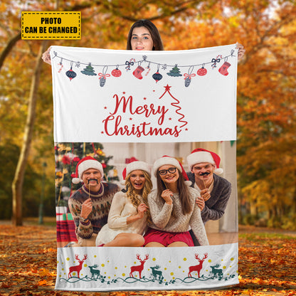 Teesdily | Christmas Keepsake Customize Blankets With Photos Christmas Throw Blanket For Kid Adults Merry Christmas Customizable Blanket Gifts