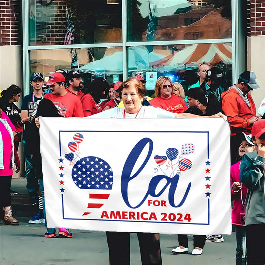 Teesdily | Comma La Flag Home, Comma La For America 2024 House Flag, Patriot Garden Flag Banner, First Female History, Girl Power Madam Women Gift