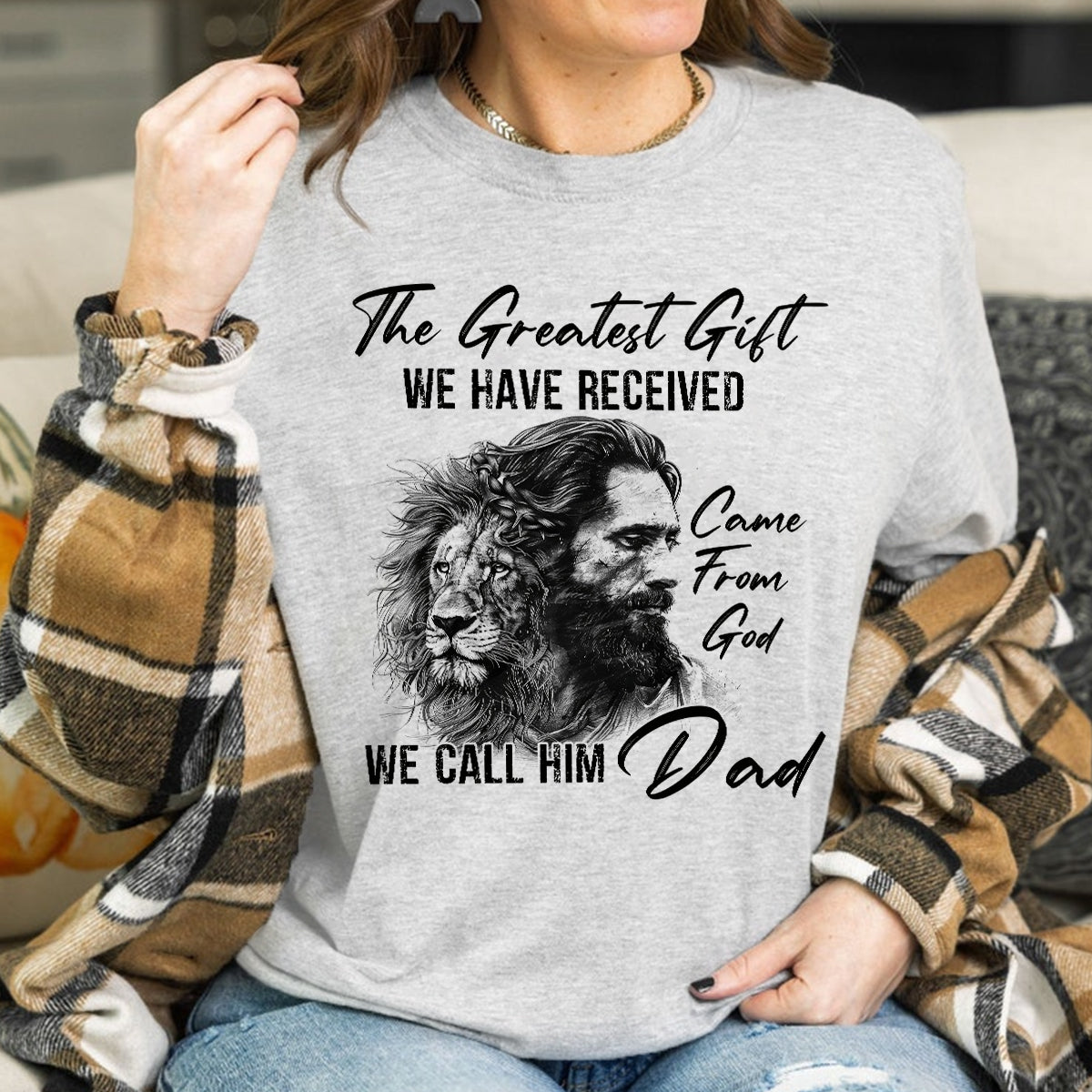 Teesdily | Jesus Lion Shirt, We Call Him Dad Shirt, Christian Father's Day Gift, God Gift, Unisex Tshirt Hoodie Sweatshirt Mug, Jesus Lover Gift