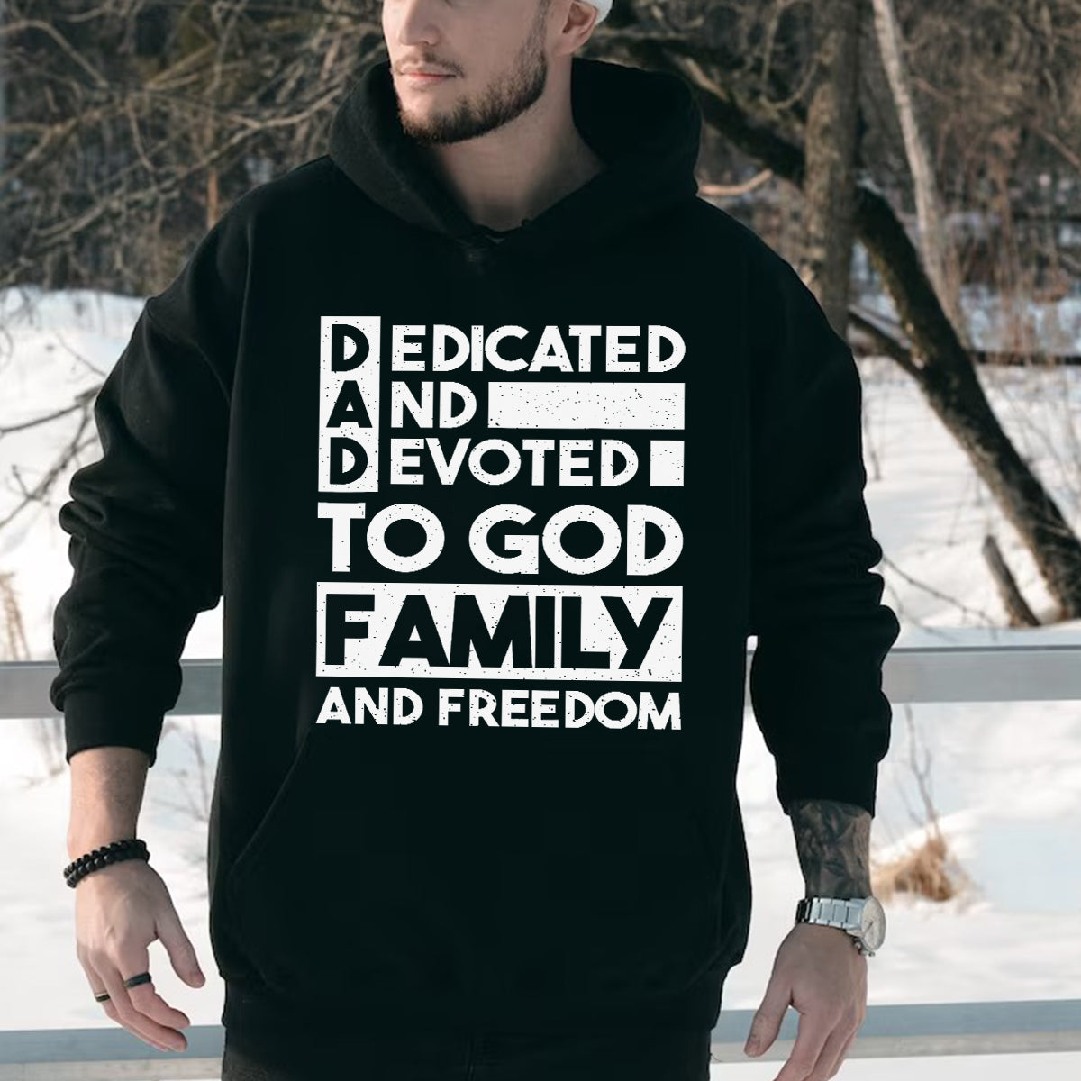 Teesdily | Dedicated And Devoted For God Family And Freedom Jesus Shirt, Dad Shirt, Father's Day Gift, Dad Jesus Shirt Sweatshirt Hoodie Mug