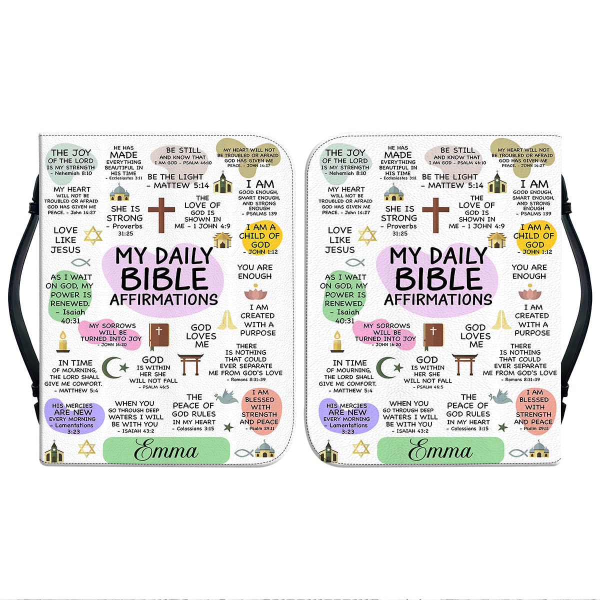 Teesdily | Jesus Daily Bible Affirmations Personalized Bible Cover Jesus Christ Bible Bags The Joy Of Lord Is My Strength Spiritual Gift For Christian