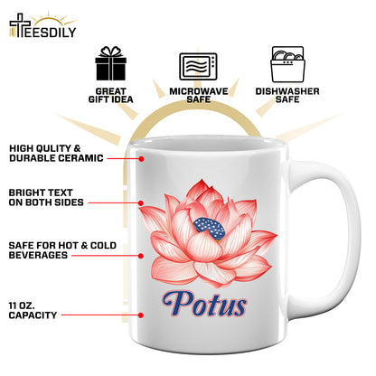 Teesdily | Lotus For Potus Shirt, Lotus Flower Sweatshirt Hoodie Mug, Comma La T-shirt, Patriot Ka-mala Tee, US Flag Women's Rights, Woman Gift