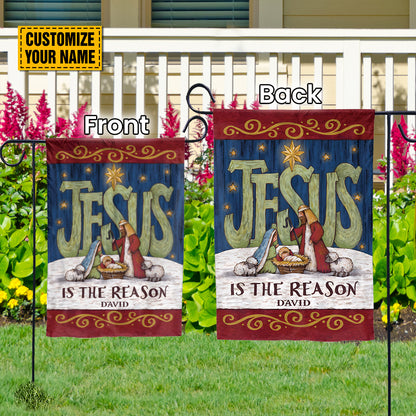 Teesdily | Customized Jesus Nativity Garden Flag, Jesus Is The Reason House Flag Christmas Decoration, Jesus Lover Gift, Xmas Gift