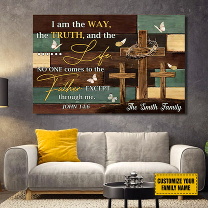 Teesdily | Personalized Jesus Cross Art Poster, I Am The Way The Truth And The Life Canvas, God Faith Believers Christian Gifts, Religious Poster