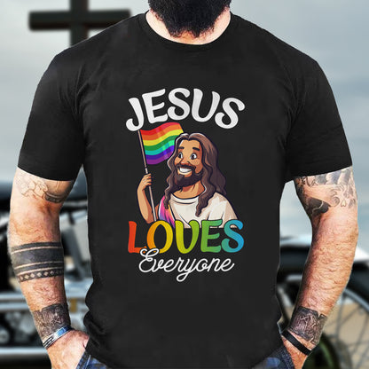 Teesdily | Jesus Loves Everyone Shirt, LGBT Jesus T-shirt, Rainbow Pride Sweatshirt, Gay Pride Month Hoodie, Funny Pride Mug, Jesus Lovers Gift