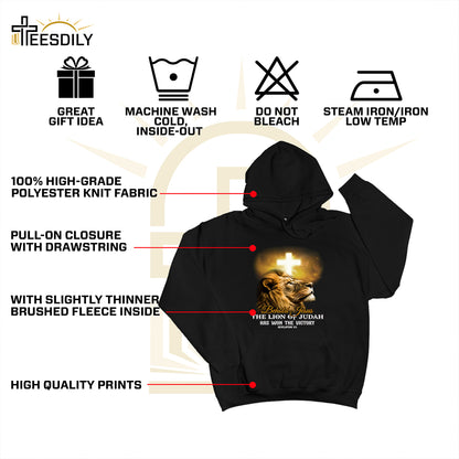 Teesdily | The Lion Of Judah Jesus Shirt, Behold Jesus The Lion Of Judah Has Won Victory, Lion Of Judah Hoodie Sweatshirt, Behold Mug