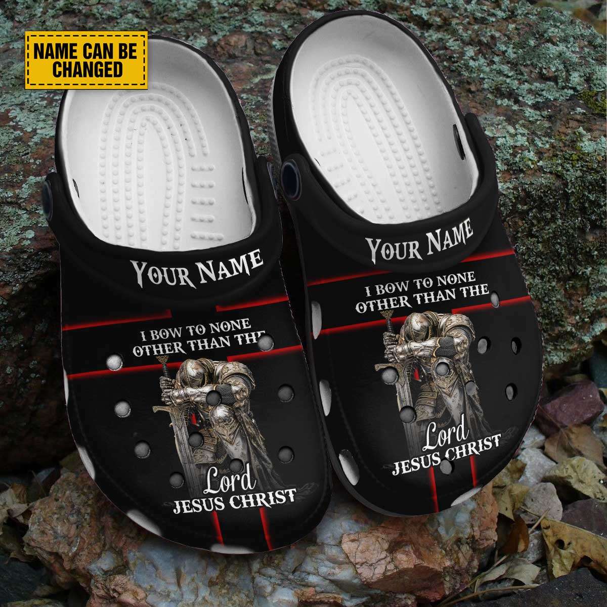 Teesdily | Customized Jesus Warrior Clogs Shoes, I Bow To None Other Than The Lord Classic Clogs, Religious Kid And Adult Eva Clog, Jesus Lovers Gifts