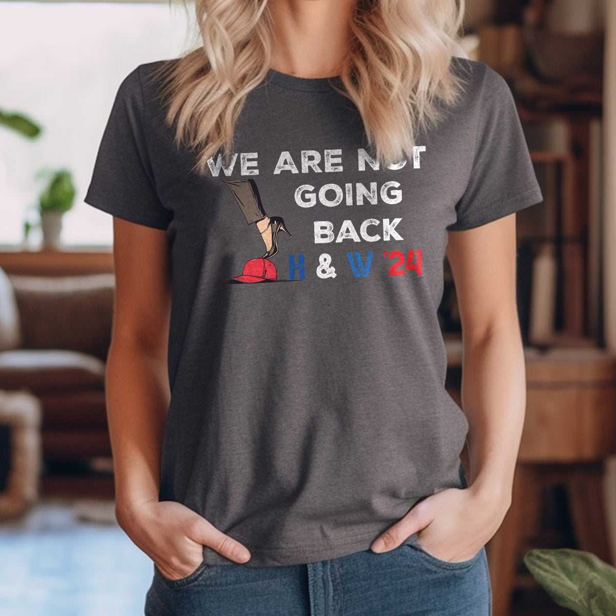 Teesdily | We Are Not Going Back Shirt, High Heels And Red Baseball Cap T-shirt, Not Going Back Sweatshirt, Comma Hoodie Mug Women Rights Gift