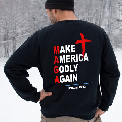 Teesdily | Make America Godly Again Casual Shirt Backside, Patriotism Hoodie Sweatshirt Mug, Fourth Of July Day Graphic Tee, Gifts For Christian