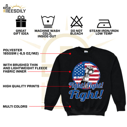 Teesdily | American Flag Fight Shirt, Fight Fighting Fighter Supporters American Shirt, American Pride Sweatshirt Hoodie Mug, Patriot Unisex T-shirt