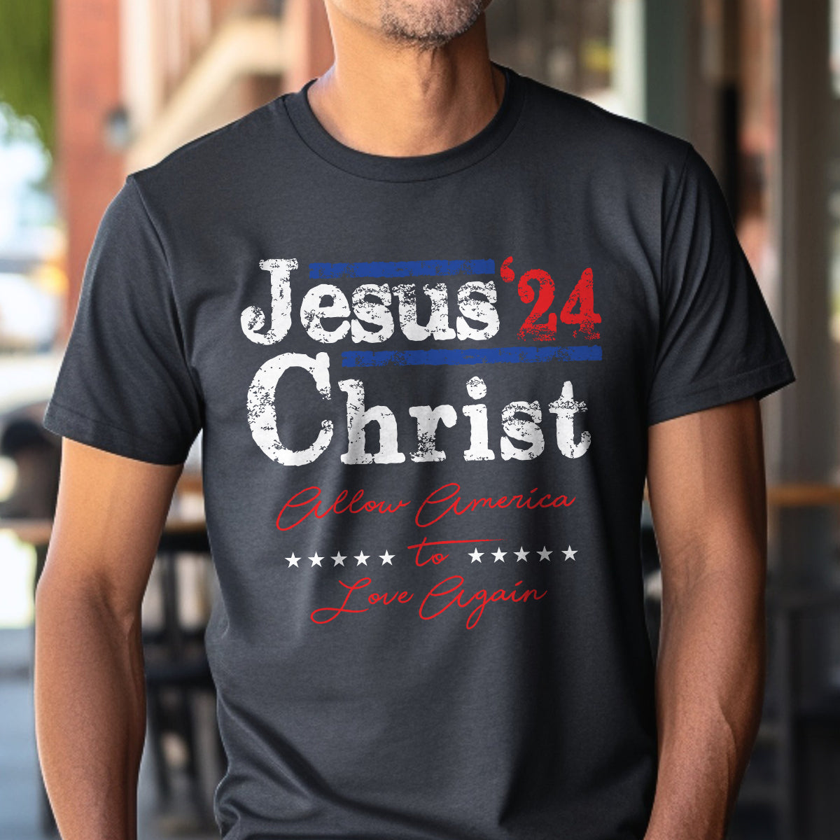 Teesdily | Jesus Christ Allow America To Love Again Jesus Shirt, Patriotism Men's Shirt, Independence American Sweatshirt Hoodie Mug, Christian Gifts