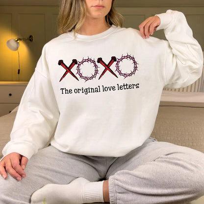 Teesdily | Jesus Cross Shirt, The Original Love Letters Unisex Shirt Sweatshirt Hoodie Mug, Jesus Lovers Gifts, Christian Tee, Christian Xoxo Shirt