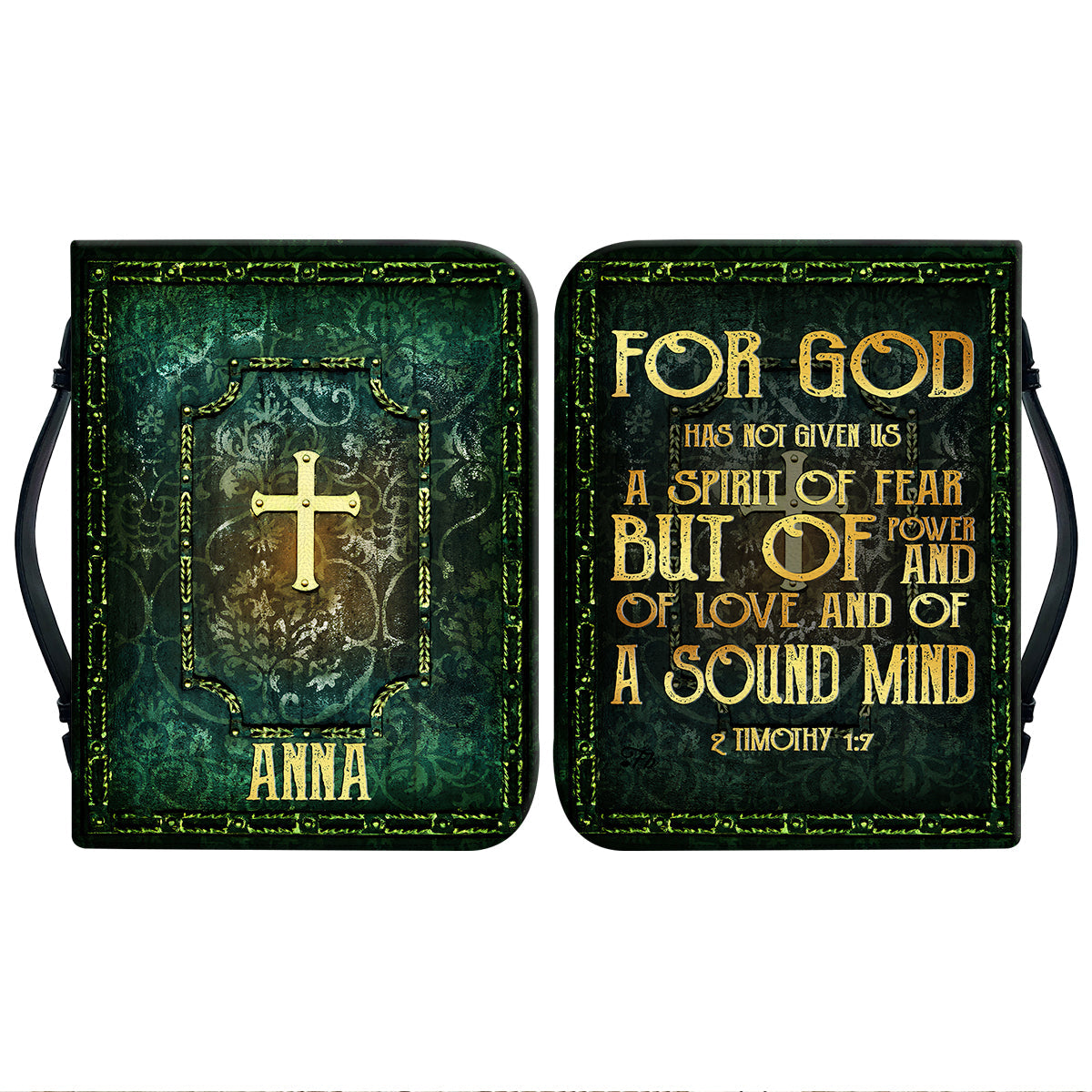 Teesdily | Customized Christian Cross Bible Carrier, For God Has Not Given Us A Spirit Of Fear, Jesus Bible Holder, Gifts For Pastor Bible Cover