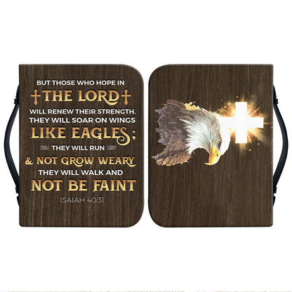 Teesdily | Eagle Christian Cross Customized Bible Cover, Isaiah 40 31 Verse Bible Study, Religious Bible Holder, God Faith Bible Cover With Handle