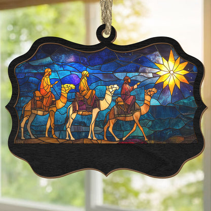 Teesdily | Customized Jesus Nativity 3 Wise Men Christmas Ornament, Holy Night Suncatcher, Jesus Lover Gift, Christmas Ornament