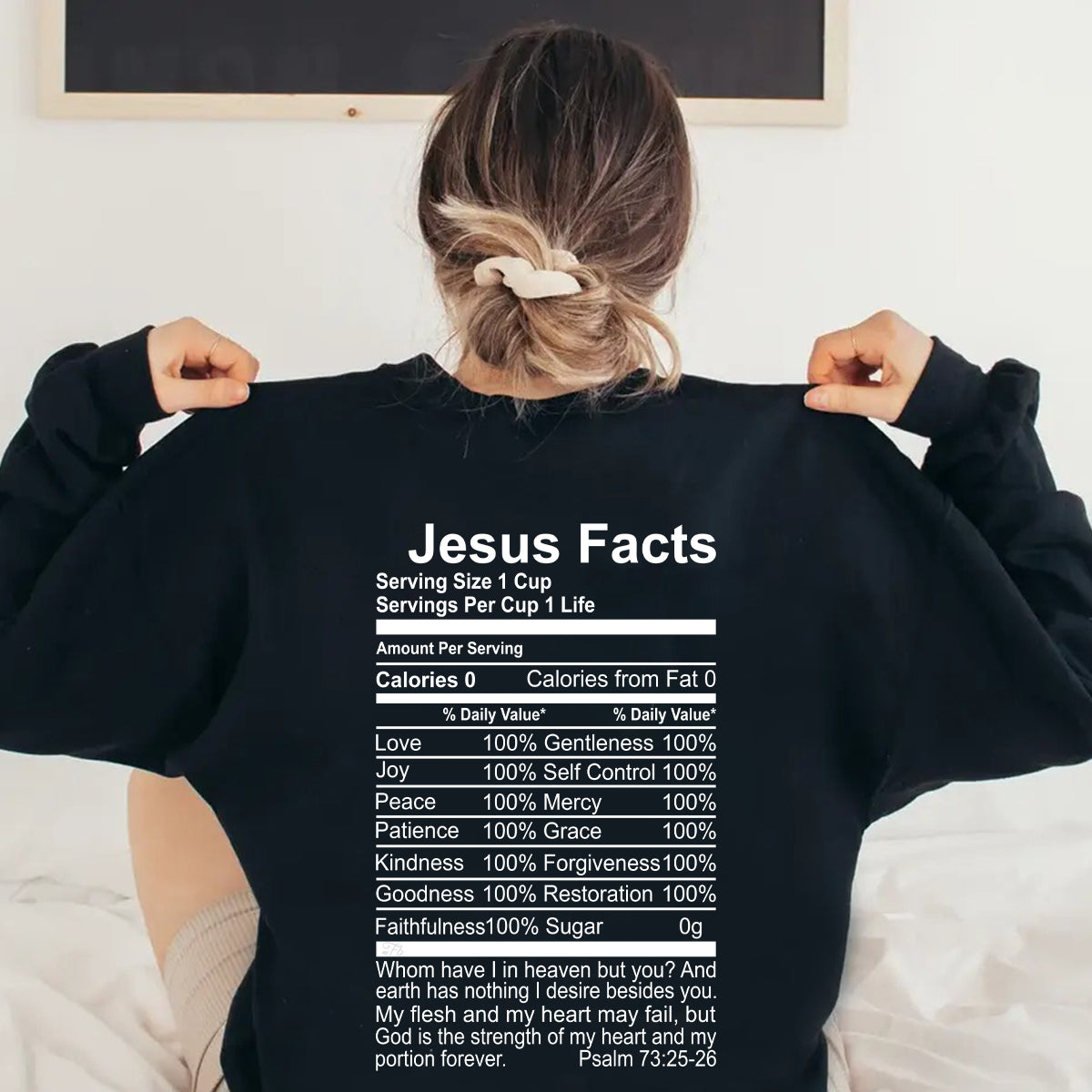 Teesdily | Jesus Facts Backside Casual Shirt God Is The Strength Of My Heart Sweatshirt Hoodie Mug Christian Religious Gifts