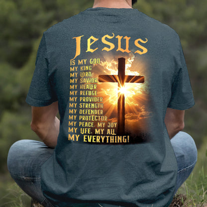 Teesdily | Jesus Is My God Shirt, Jesus My Everything Sweatshirt , Jesus Christian Cross Light Hoodie Mug, Religious Faith Gift