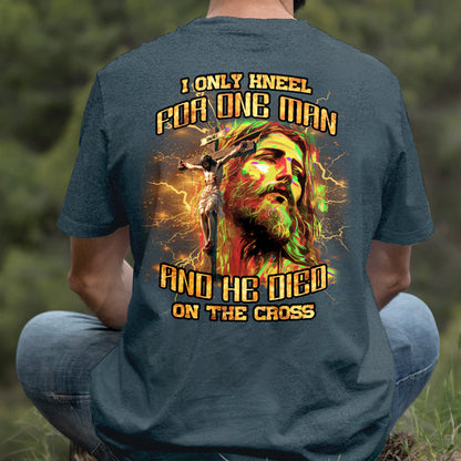 Teesdily | I Only Kneel For One Man And He Died On The Cross Shirt, Jesus Christ Cross Sweatshirt, Faith Religious Hoodie Mug