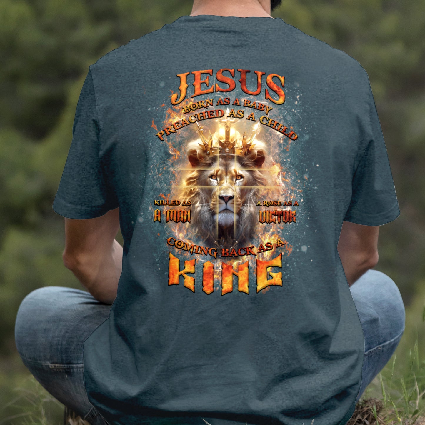 Teesdily | Jesus Coming Back As A King Lion Shirt, Christian Cross Lion Sweatshirt, Jesus King Hoodie Mug, Faith Religious Gift