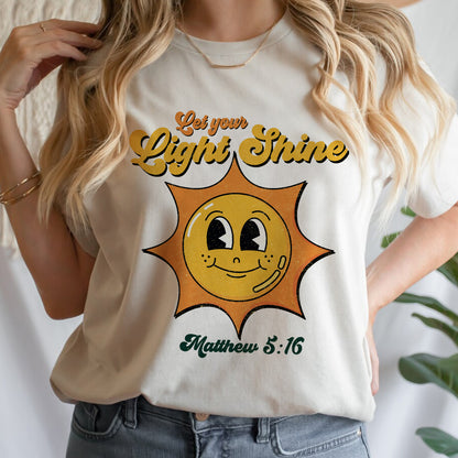 Teesdily | God Bible Verse Short Sleeve Shirts, Let Your Light Shine Christian Sweatshirt Hoodie Mug, Cute Sunshine Christian Religious Shirt Gifts