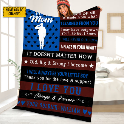 Teesdily | Personalized To My Mom Fleece Blanket Your Soldier Throw Blanket Best Mother'S Day Cozy Blanket Mom Birthday Gifts Mommy Bedroom Decor