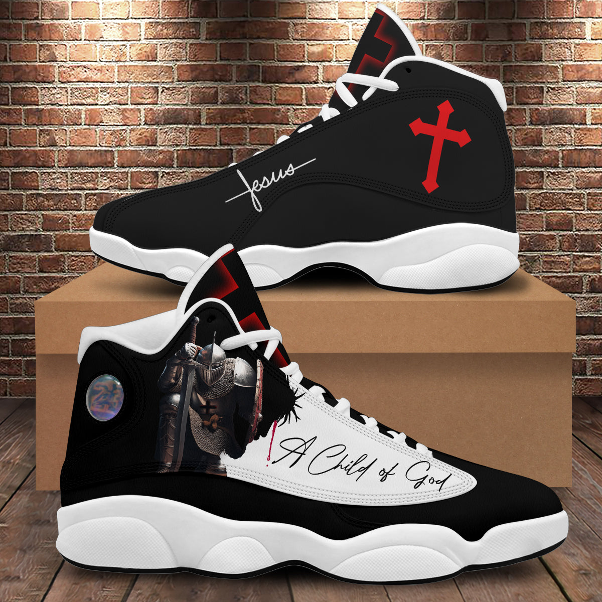 Teesdily | Christian Warrior Basketball Shoes, A Child Of God Jesus Cross Running Shoes, Jesus Basketball Shoes With Thick Soles, Jesus Warrior Gift