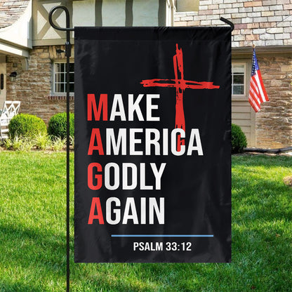 Teesdily | Jesus Make America Godly Again Garden Flag, Jesus Christ Cross Yard Flag, Patriotism Seasonal Flag For Outdoor Holiday Decorations