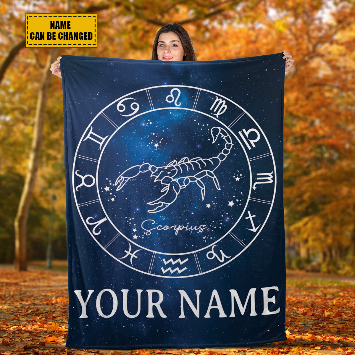 Teesdily | Scorpius Personalized Fleece Blanket With Name Horoscope Design Sherpa Blanket Zodiac Sign Constellation Astrology Adult Kid Birthday Gifts