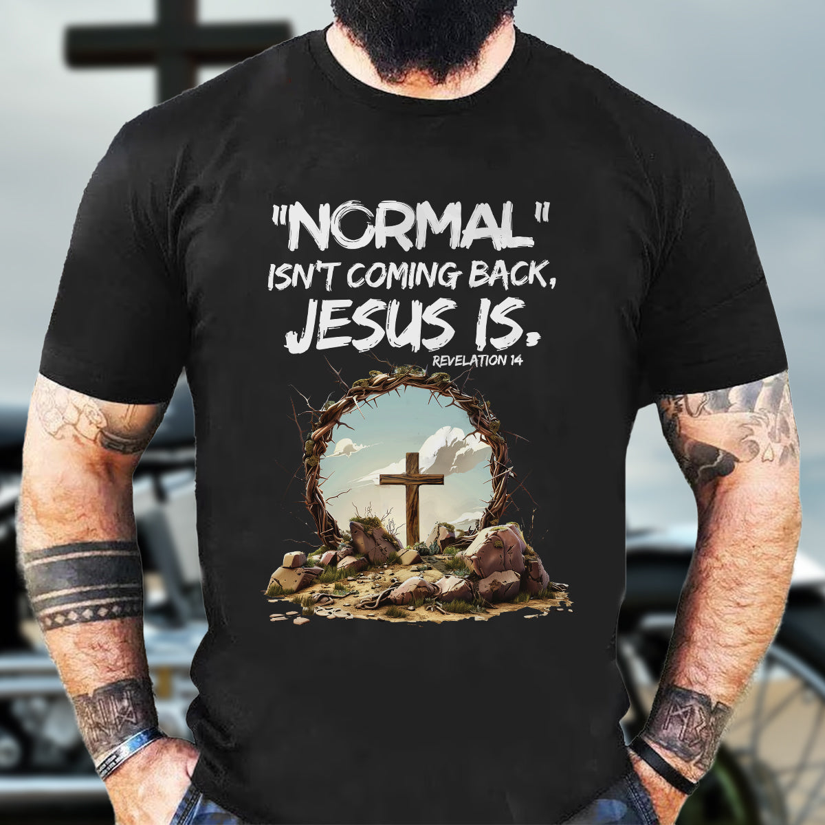 Teesdily | Jesus Cross And Crown Tee, Bible Verse Jesus Shirt, Normal Isnt Coming Back Jesus Is Sweatshirt Hoodie Mug, He Has Risen Christian Gifts