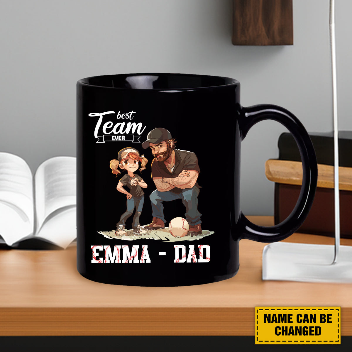 Teesdily | Customized Best Team Ever Shirt, Baseball Dad Shirt, Father Daughter Gift, Dad Tee, Unisex Tshirt Hoodie Sweatshirt Mug