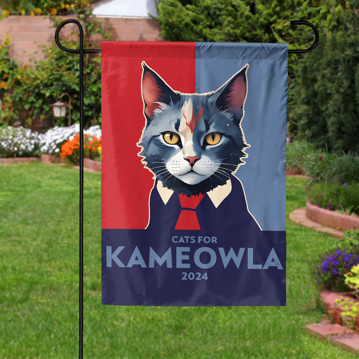 Teesdily | Cats For Kameowla 2024 Flag, Garden Flag House Outdoor Decor, Feminist 2024 Flag, Gift For Cat Lovers