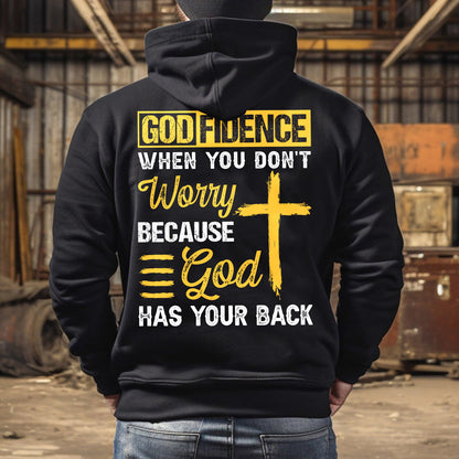 Teesdily | Jesus Cross Shirt, God Fidence When You Don't Worry Because God Has Your Back Tee Sweatshirt Hoodie Mug, Jesus Lovers Gifts, Christian Tee