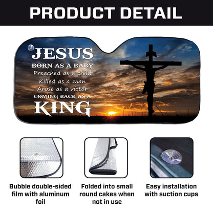 Teesdily | Jesus Christ Crucifixion Windshield Sun Shade, Holy Spirit Religious Car Auto Sun Shade, Christian Windshield Car Accessories