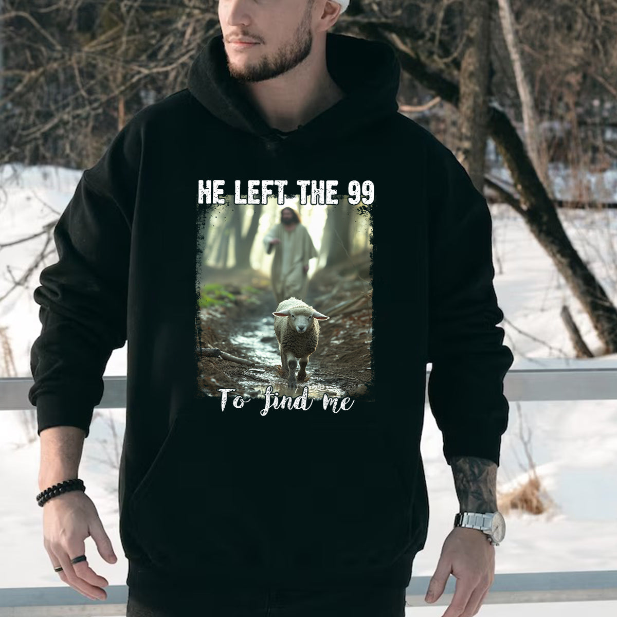 Teesdily | Lamb Of God Shirt, He Left The 99 To Find Me T-Shirt, Jesus Running After A Lost Lamb Sweatshirt Hoodie Mug, Christian Jesus Lover Gift