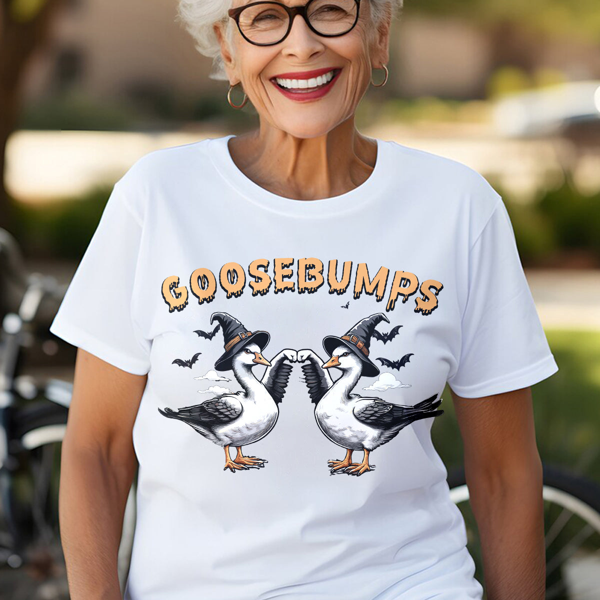 Teesdily | Silly Goose Shirt, Halloween Silly Goose Shirt, Silly Goose Bumps Sweatshirt, Retro Halloween Funny Goose Hoodie Mug, Halloween Outfit Gift