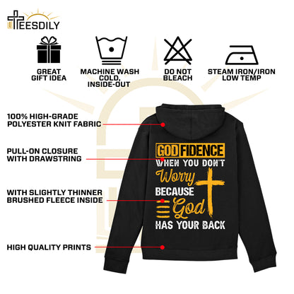 Teesdily | Jesus Cross Shirt, God Fidence When You Don't Worry Because God Has Your Back Tee Sweatshirt Hoodie Mug, Jesus Lovers Gifts, Christian Tee