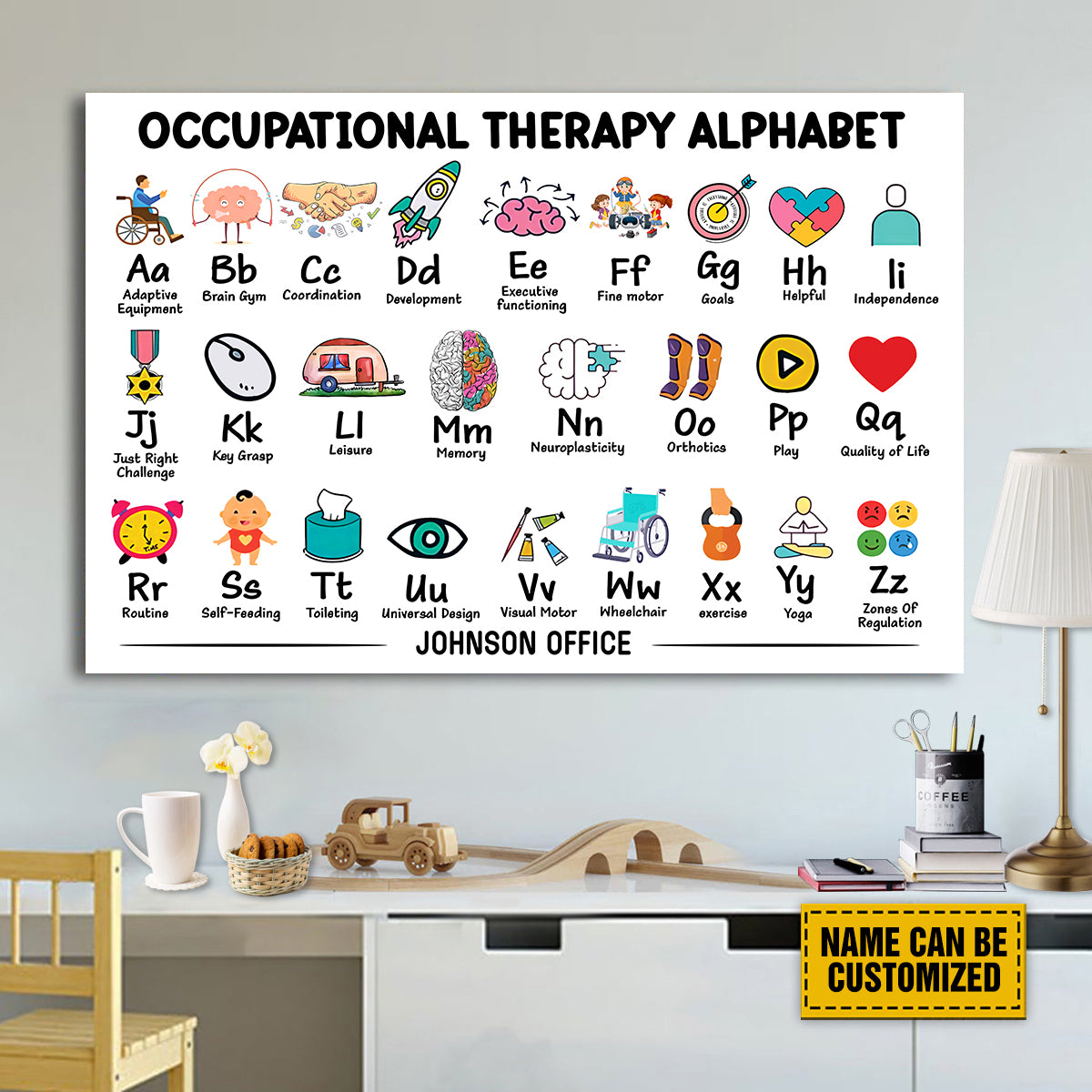 Teesdily | Occupational Therapy Alphabet Customized Poster Alphabet Poster Abc's Of Ot Occupational Therapist Print Occupational Therapy Decor