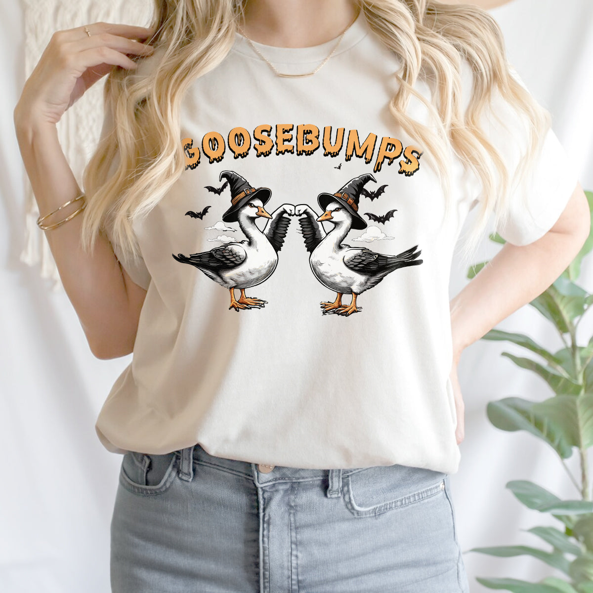 Teesdily | Silly Goose Shirt, Halloween Silly Goose Shirt, Silly Goose Bumps Sweatshirt, Retro Halloween Funny Goose Hoodie Mug, Halloween Outfit Gift