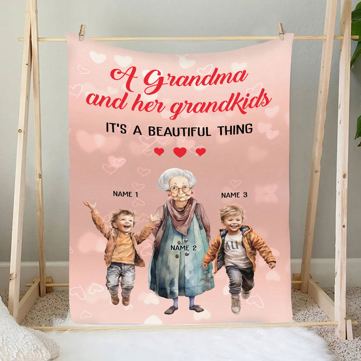 Teesdily | Customized Mothers Day Fleece Blanket Grandma And Her Grandkids It's A Beautiful Thing Throw Blanket Grandmother Family Keepsake Gifts