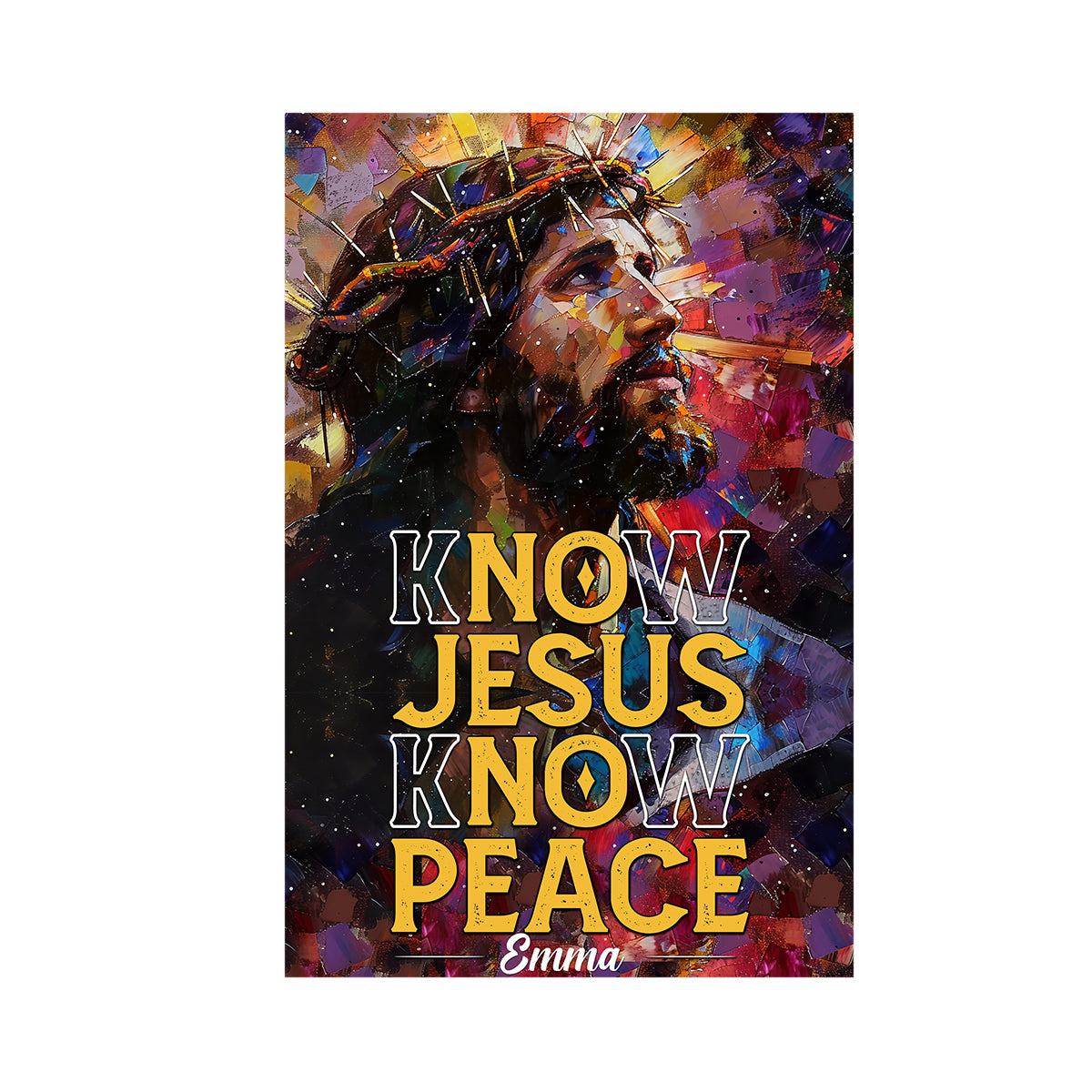 Teesdily | Personalized Jesus Art Poster, No Jesus No Peace God Faith Poster Canvas, God Jesus Watercolor Art Posters, Religious Home Decor