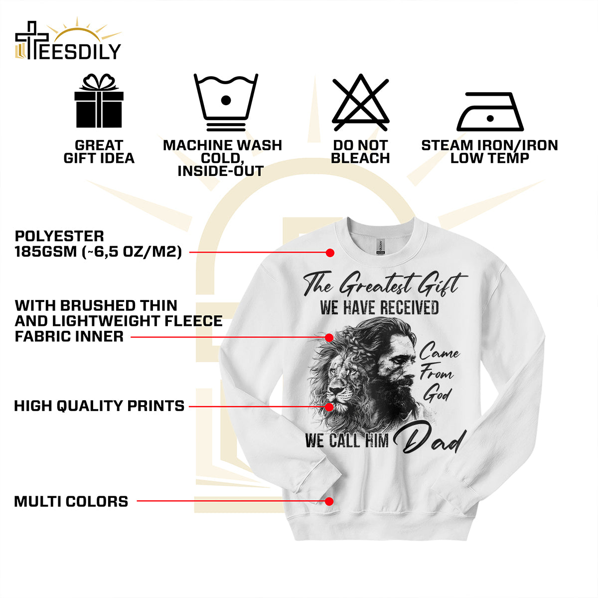 Teesdily | Jesus Lion Shirt, We Call Him Dad Shirt, Christian Father's Day Gift, God Gift, Unisex Tshirt Hoodie Sweatshirt Mug, Jesus Lover Gift