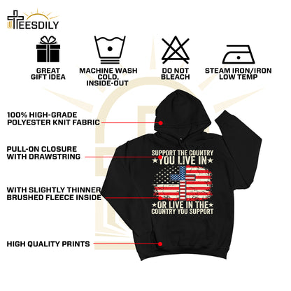 Teesdily | American Flag Jesus Cross Shirt, Support The Country You Live Tee Sweatshirt Hoodie Mug, Jesus Lovers Gifts, Patriotism Shirt